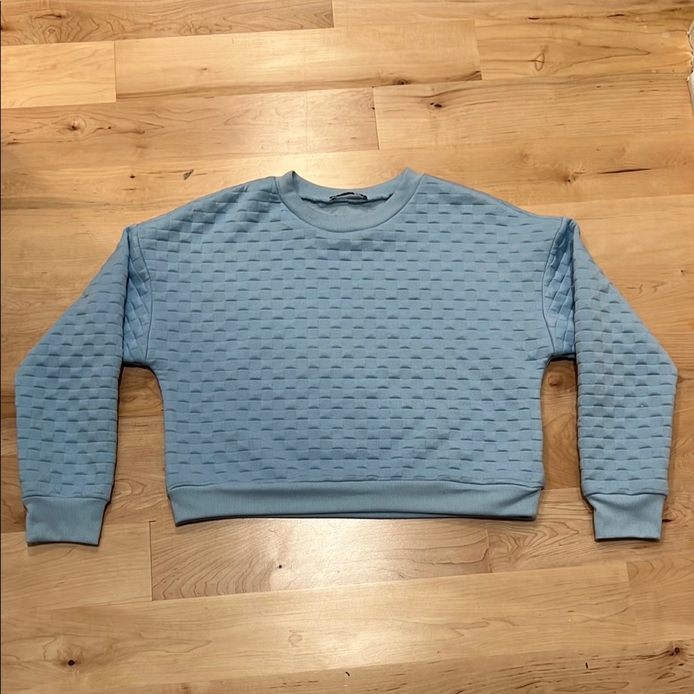 NWOT Blue Textured Crewneck Sweater